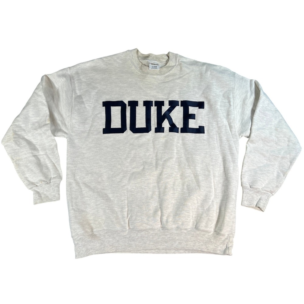 Vintage Duke Sweatshirt Mens XL Gray Crewneck Collegiate Pullover‎ Distressed